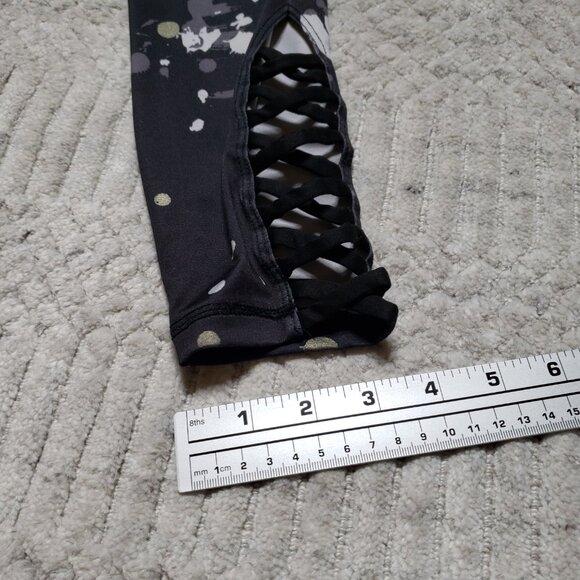 Justice Black and Gold White Splatter Print Leggings Size L 12-14 - Picture 12 of 12